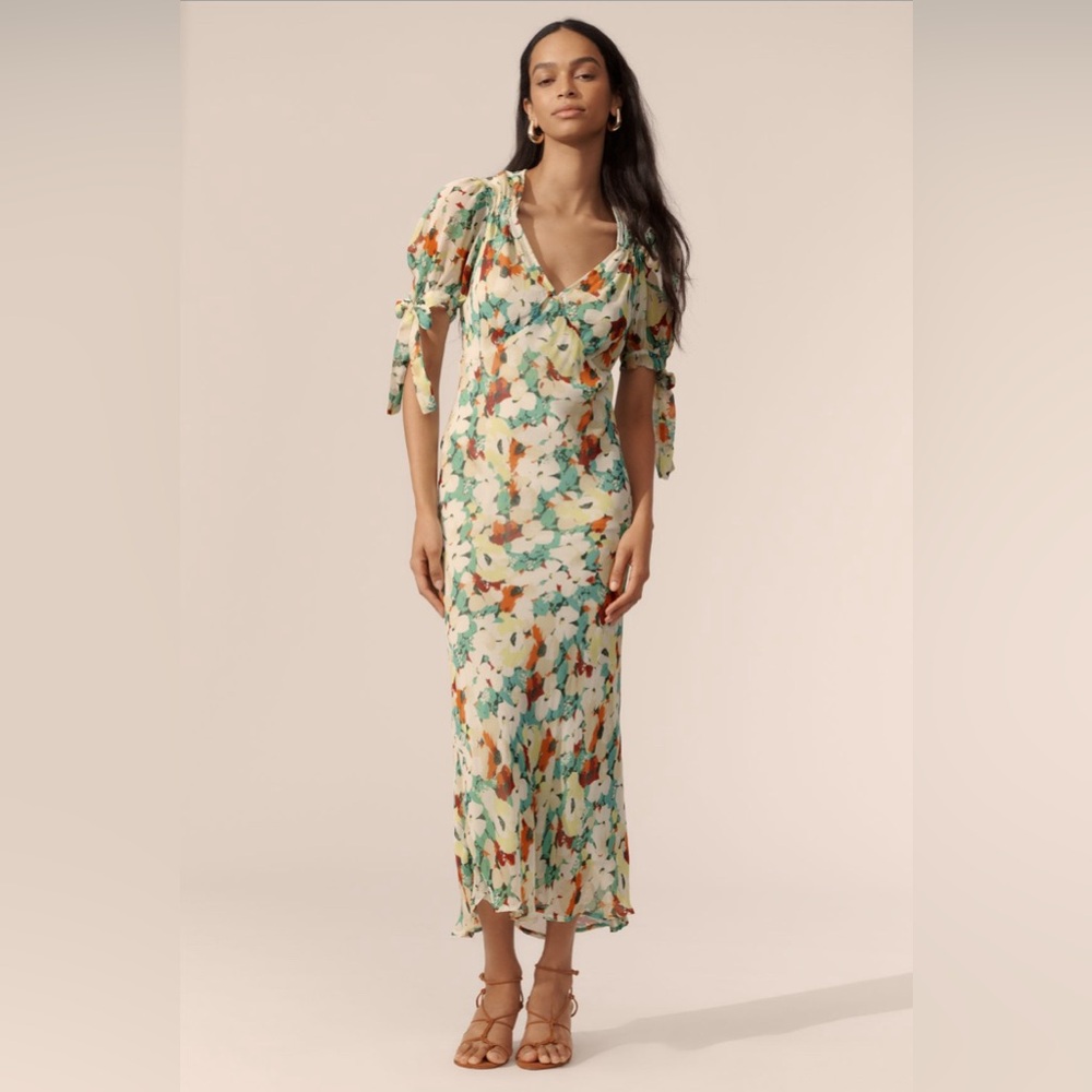✨ Anthropologie Short-Sleeve V-Neck Slip Midi Dress Sz 2X - Picture 4 of 9